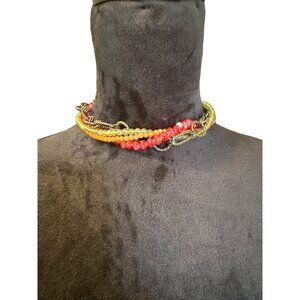 💖Multicolored Bead & Metal Chain Choker Necklace